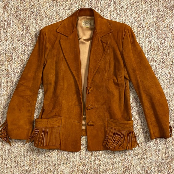 Vintage 70s suede leather fringed jacket - Picture 8 of 12